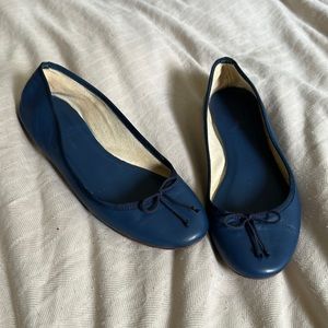 J Crew Italian leather blue ballet flats
